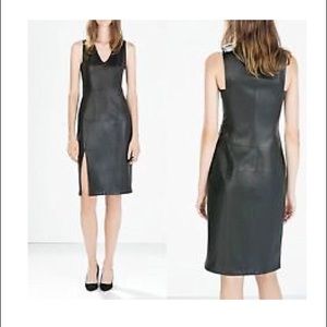 New With Tags Zara Green Leather Dress